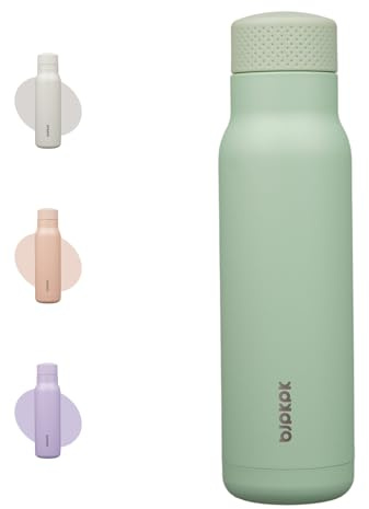 BJPKPK Stainless Steel Water Bottle,21oz insulated Reusable Bottle,Leakproof Metal Thermal Flask Double Wall,Keep Drinks Cold and Hot,Mint Green