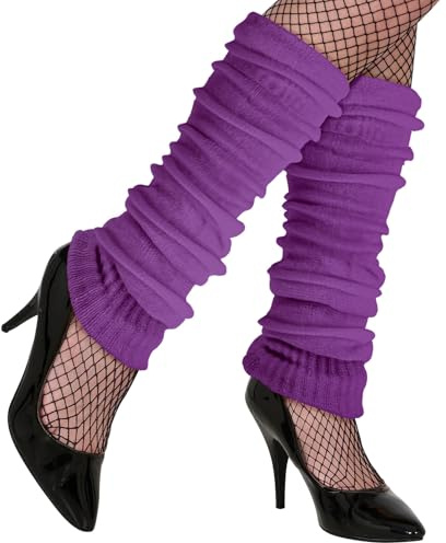 Trendandstylez Beinstulpen Damen Neon Strick Stulpen Beinwärmer in vielen Farben – Ideales 80er 90er Jahre Kostüm Zubehör für Fasching, Karneval, Mottoparty, Aerobic & Tanz Outfits (Lila)