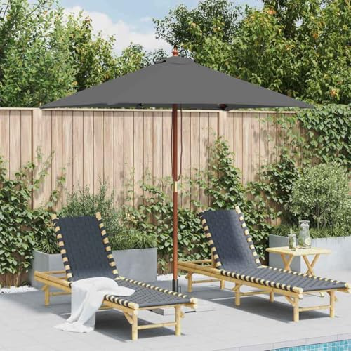INLIFE Parasol d'extérieur avec mât en Bois 150x200 cm Anthracite