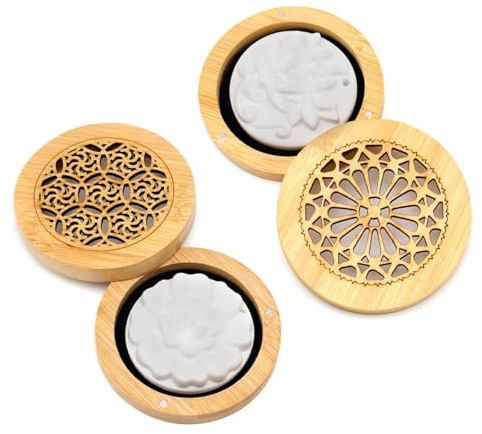 ATTEEFI 2 Stück Duftsteine Für Ätherische Öle, Hölzerner Diffuser Ätherische, 2 Duftsteine Im Set, Natürliche Ätherische Öl-Diffuser, Ideal Für Wohnzimmer, Badezimmer Und Schlafzimmer