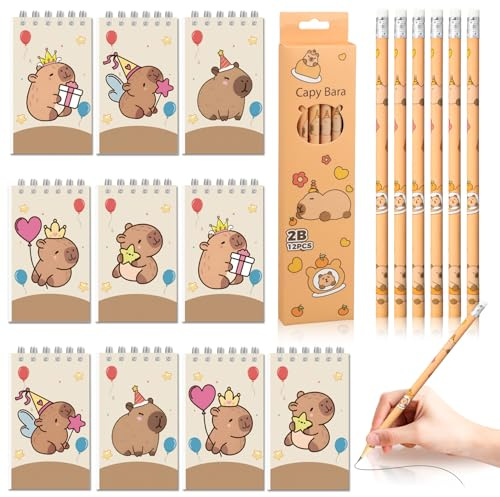 Rdlobu 22 Set de Papelería de Capybara, Lápices de Capybara, Cuadernos Mini