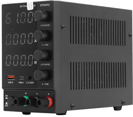 Fuente de alimentación de laboratorio 60 V 5 A CC, fuente de alimentación de laboratorio con pantalla de cuatro dígitos y un ajuste de alta precisión, fuente de alimentación de laboratorio, protección
