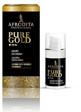 Afrodita Professional Pure Gold 24K Luxus Augencreme, Anti-Age Augencreme gegen Falten mit Goldpartikeln und Ceramiden für straffere, glattere Haut um die Augen, 15 ml