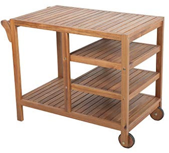 Gravidus Servierwagen Holz Vielseitig Wetterfest Rollbar Ideal für Garten Grillen Innen Stauraum Praktisch Dekorativ Mobil