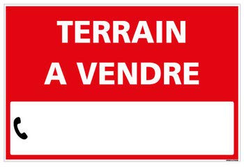 Signalétique.biz France - Panneau Immobilier Personnalisable Terrain à Vendre avec Oeillets aux 4 Coins - Rouge - Plastique Rigide AKILUX 3,5mm - Dimensions 600x400 mm