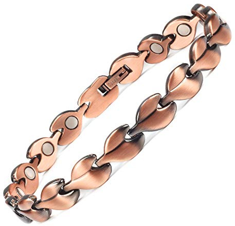 Cavigliera magnetica in rame per alleviare il dolore da donna per artrite (cavigliera/braccialetto grande (24 cm/9 mm) e Rame, cod. WOLLET