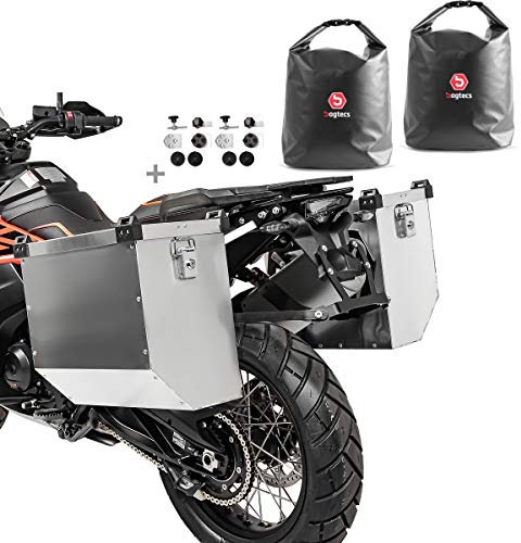 Set Motorrad Alukoffer Bagtecs Atlas 2x36l + Drybag Innentaschen + Anbaukit