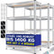 MASKO® 2er-Set Lagerregal Schwerlastregal, Kellerregal, 160 x 80 x 40 cm, bis 700 kg belastbar, 4 verstellbare Ablagen, MDF-Platten Regal aus Metall, Steckregal, Werkstattregal, Keller, Garage Silber