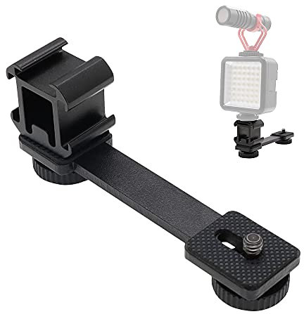 Griffe Support 3 en 1 Microphone, Adaptateur Griffe Camera, Support d'Extension, Adaptateur Montage Griffe Triple, pour Microphone, LED, Moniteur pour DSLR, Appareils Photo, Caméscopes