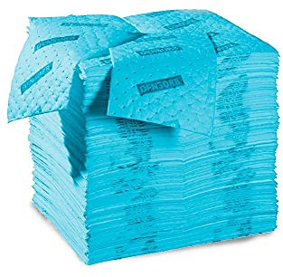 DENSORB Ölbindemittel, Bindevlies mit Schutzschichten für die Aufnahme von Öl und ölbasierten Lösungsmitteln, 3-lagig, Materialstärke: Light, 40 x 50 cm, Blau, 200 Tücher