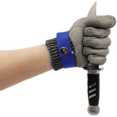 Schnittfeste Handschuhe Schnittfeste Handschuhe In Lebensmittelqualität, Metallgitter-Handschuhe Aus Edelstahlgewebe, Hochleistungsschutz Der Stufe 5(Size:S/A Packung mit 1 Stück)