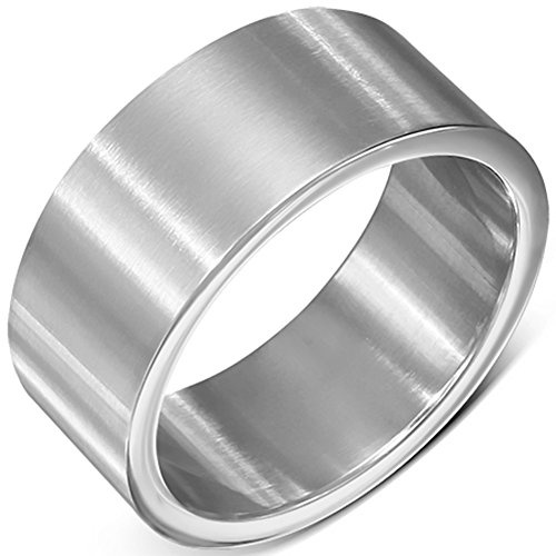 ZENSE - Breiter Herrenring aus matt versilbertem Edelstahl zur Hochzeit oder Verlobung ZR0103