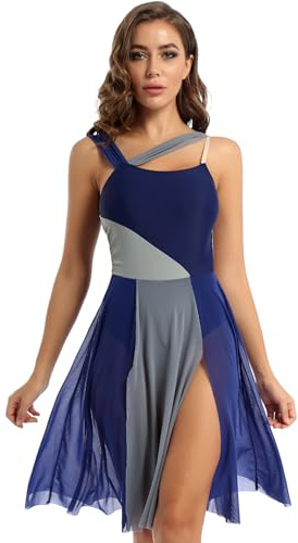 Yihuimin Damen Tanzkleid Ärmellose Lyrisches Kleider Latein Tanzkleidung Knielanges Ballettkleid Ballettanzug Wettbewerb Tanzkostüm