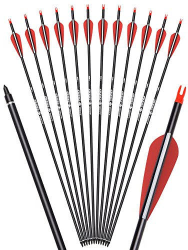 NIKA ARCHERY 12er Pfeile für Bogenschießen 31 Zoll Carbonpfeile Erwachsene Jagdpfeile 500 Spine Bogen Pfeile für Recurvebogen Compoundbogen Langbogen