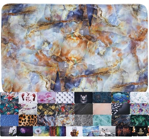 Sanilo Badteppich, viele schöne Badematten zur Auswahl, Badvorleger sehr weich und rutschfest, waschbar und schnelltrocknend (Marmor Braun, 70 x 110 cm)