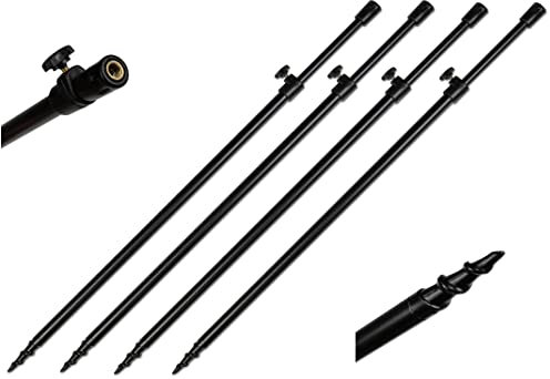 4 Stück Rutenhalter Bankstick Drill Alu 50-90cm schwarz Rodpod Rutenauflage Erdspeer