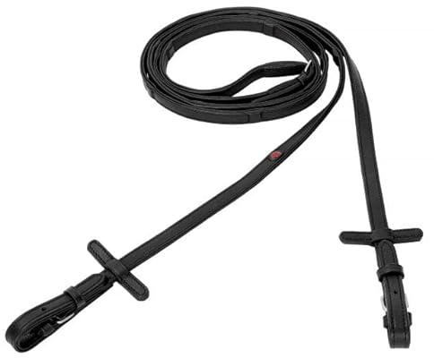 Start Lederzügel mit Stoppern – weiches Leder & Nylonverstärkung, Anti-Rutsch Grip-Zügel für bessere Kontrolle - HiddenStops (Schwarz, Full (Warmblut))
