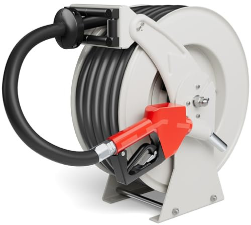 Fuel Hose Reel 3/4 x 50', Retractable Diesel Reel with Fueling Nozzle