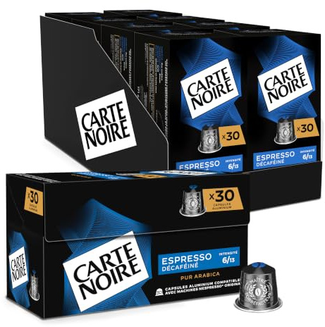 CARTE NOIRE - Capsules Décaféiné N°5 Compatibles Nespresso - Café Arabica - Lot de 30 x 8 Capsules Aluminium - Fabriqué en France (240 capsules)