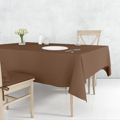 Il Tuo Artigiano Design Tovaglia da Tavola da 4 a 18 posti Lavabile in Lavatrice - Tovaglia Quadrata e Tovaglia Rettangolare 6 posti, 12 posti - Made in Italy (Marrone, 18 posti - 140x300 cm)