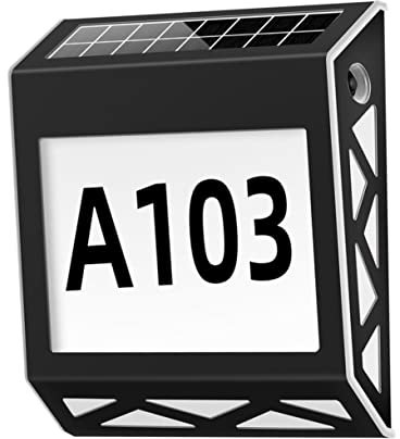 HEMOTON Solar Hausnummernschild Led Edelstahl Pp Solar Wandleuchte Hausnummern Für Außen Mit 6000k Weißlicht Outdoor