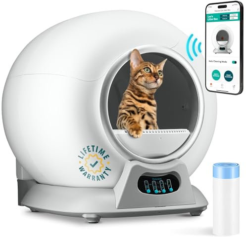 PetCove Lettiera per gatti autopulente, con coperchio senza paletta, autopulente, per più gatti, ultra pulizia, rimozione degli odori, controllo tramite app