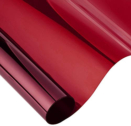 Blueshyhall Fensterfolie, 50 x 300 cm Tönungsfolie Fenster Dunkel Rot Transparent, Fensterfolie Isolierend Gegen Kälte UV Hitzeschutz Selbsthaftend, Fensterfolie Sonnenschutz für Fenster, Haus, Büro