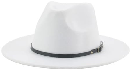 SOYNIA Fedora Trilby Filzhut Hut Hüte Für Männer Und Frauen Hut Filz Kleid Breite Krempe Hochzeit Jazz-Kappen 56–58 cm (Erwachsene) Weiß
