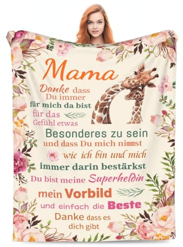 Gebiorty Geschenk für Mama Kuscheldecke, Geschenk Geburtstag Mutter Geschenkideen Muttertag Geburtstagsgeschenk Muttertagsgeschenk Originelle, Mama Decke Flauschig 130x150cm
