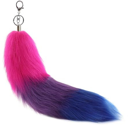 Yeselino Schlüsselanhänger mit Fuchsschwanz, weich, pelzig, Tierschwanz, Tasche, Schlüsselanhänger, Handtaschenhaken, Anhänger, Schlüsselanhänger, Geschenke für Frauen, B