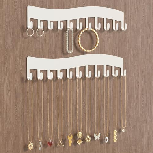Josmimic Necklace Holder Wall Organizer (White)