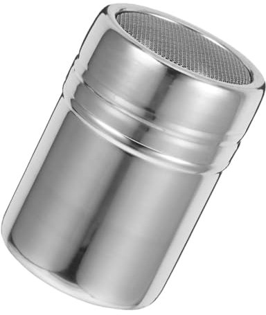 JECOMPRIS Stainless Steel Sugar Shaker Lid Powder Dispenser Fine Mesh Flask Baking Sifter for Coffee Cocoa