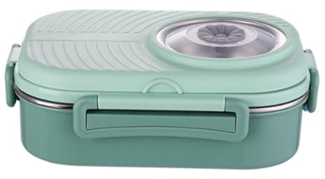 Geniusaur Stainless Steel Lunch Box for Adults and Kids I Leak Proof I 1000ml Bento Box for School, Work I 3 Compartments I Food Storage, Meal Prep, Microwave & Dishwasher Safe (Matcha Green)