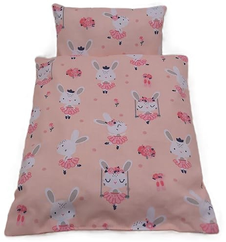 Puppenbetten Set, 3 Teile für kleine Lauflernwagen, Puppenbetten Kissen 21b x 16h cm, Decke: ca. 28b x 33h cm, Kuschelkissen 10h x 10b cm