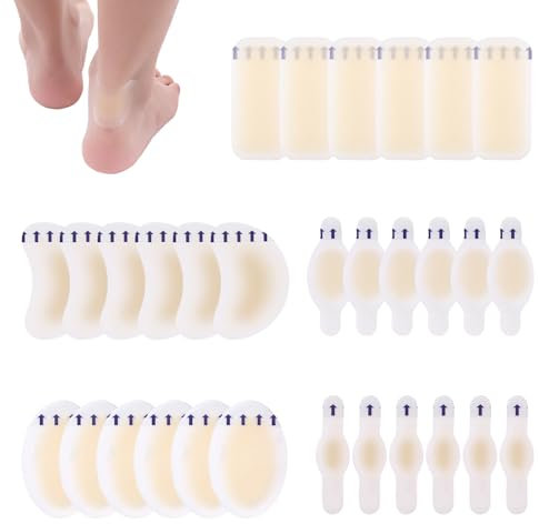 30 Pezzi Cerotti Impermeabili Invisibili per Vesciche - Cuscino Idrocolloidale per Tallone, Piede in 5 Modelli - Medicazione Adesiva