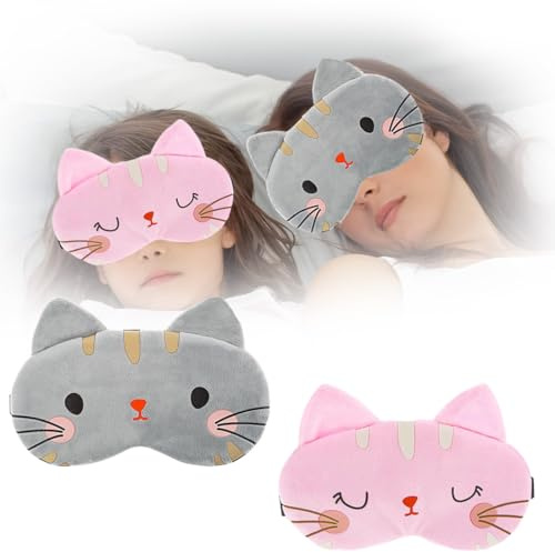 GGUFAY Lot de 3 Masques de Sommeil pour Enfants,Masques de Sommeil Mignon,Bandeau de Nuit Yeux en Peluche Occultant Mignon,pour Filles Garçons Maison Voyager Sieste