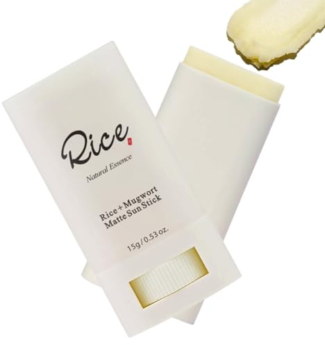 Matte Sunscreen Stick SPF 50 for Face – Rice Korean Sunscreen SPF 50 Face, Lightweight Sunblock Stick, Non-Greasy, Waterproof Sun Cream Sticks for All Skin Types, No White Cast