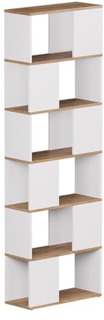 Vicco Raumteiler Eneos, Weiß/Goldkraft Eiche, 60 x 186 cm | als freistehendes Regal zur flexiblen Raumaufteilung einsetzbar