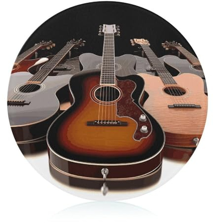 Tabla de cortar de vidrio templado para guitarra de 8 x 8 pulgadas con patas de goma, antideslizante y resistente al calor, pequeñas tablas de cortar de regalo para cocina, bar, camping, boda