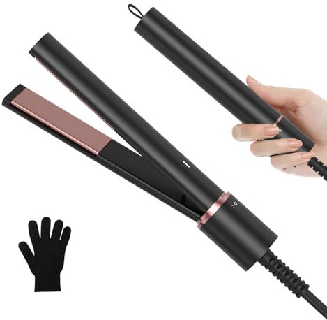 Portable Mini Hair Straightener, 2 in 1 Compact Travel Straightener, Suitable for Short Hair, Fringes and Beards, Quick Heat up - 30s up to 200°C, Ceramic Plates, for Travel and Home