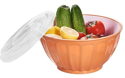 Generico Insalatiere grandi,Ciotola per alimenti oversize 46OZ | Contenitore rotondo per servire insalata, tagliatelle, ciotole, per caramelle, patatine fritte, spuntino con coperchi