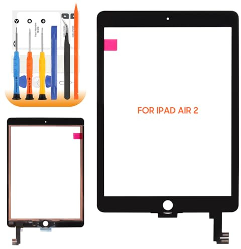 Écran Tactile pour iPad Air 2 Génération Digitalizer pour iPad Air 2nd Gén A1566 A1567 9,7 Pouces Touch Screen Remplacement Écran Panneau en Verre avec Réparation Kit (Noir, Pas LCD Display)