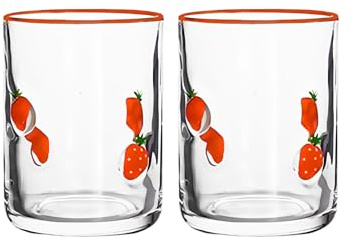 Elnwnnkc Pair Of Lemon Print Vintage Juices Glasses Sturdy Glasswares With 14oz Capacity Ideal For Cocktails Water Decors Vintage Homes Drinkware Set