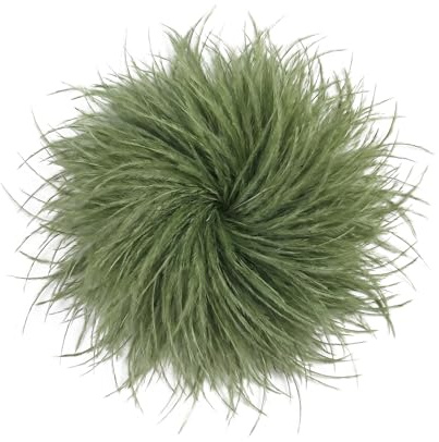 Baesics Federbrosche Damen Olive - Feder Brosche Anstecker Straußenfeder Fluffy | Ansteckblume Puschel Brosche zum Anstecken | Vintage für Hochzeit Braut Fasching Blazer Kleid