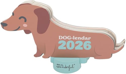 Mr Wonderful - Calendario de sobremesa 2026 con peana - Perro salchicha
