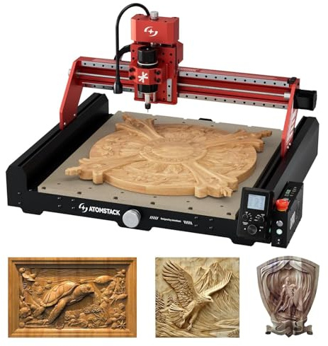 ATOMSTACK C4 Pro CNC Fraiseuse 4 Axes, 200W Broche, Machine de Gravure & Fraisage de Bureau, 420×420mm Surface de Travail, Contrôle Hors Ligne, pour Bois, Plastique, Aluminium, Laiton, DIY