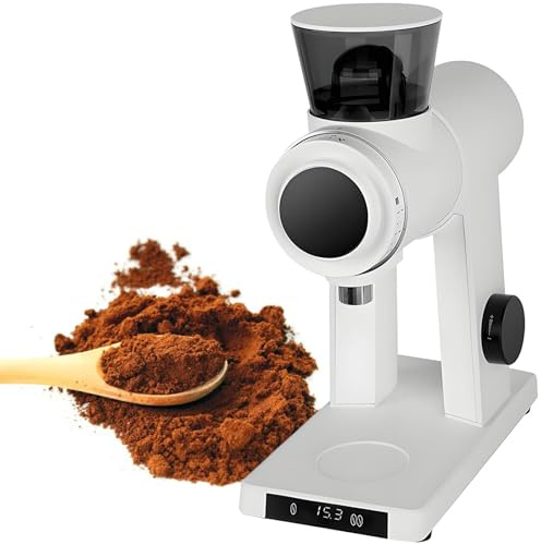 vnmudzeo Molinillo De Café EléCtrico De Prensa Francesa De 300 W, 16 Ajustes De Grosor, MáQuina De Molienda De Café Expreso Comercial White