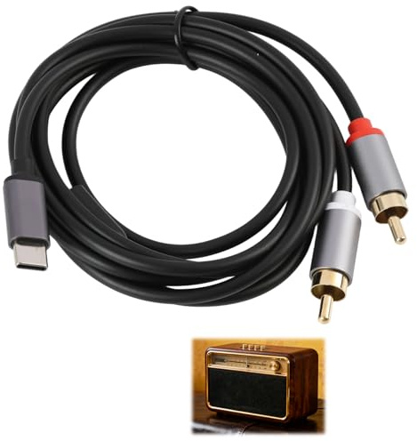 Câble USB C vers 2 RCA, Adaptateur USB C RCA, Câble HiFi Numérique Compatible avec Téléphone, Tablette, PC, Amplificateur, Enceinte, Barre de Son, Home Cinéma, Autoradio, Chaîne HiFi, TV, Haut-Parleur