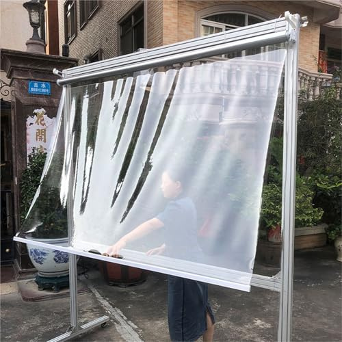 Tenda avvolgibile in PVC trasparente, impermeabile, con maniglia, per pergole esterne, balconi, garage e finestre, dimensioni personalizzate, 185 x 160 cm, antivento e isolamento termico