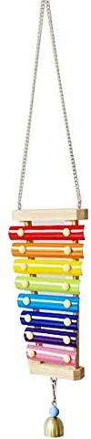 AMISENK Jouets suspendus en bois pour décoration de poules, coq picorant Xylophone, fournitures pour animaux domestiques